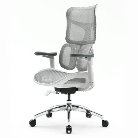 Szary fotel biurowy do ergonomicznego biura - REGULACJA 4D - Spacetronik SPRINGLE 22