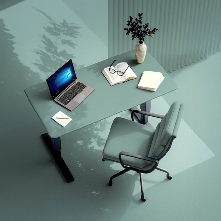 Stelaż elektryczny Spacetronik SPE-222OB Vegard + blat MDF premium zielony