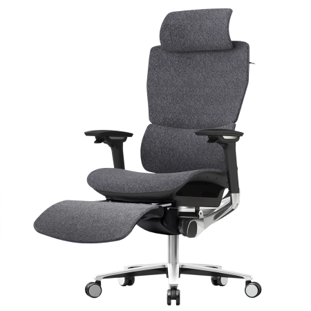 Fotel ergonomiczny biurowy 3D z podnóżkiem Spacetronik Torhild Szary OUTLET