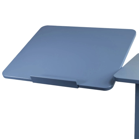 Zestaw wypoczynkowy fotel elektryczny Spacetronik Flax 04M niebieski + stolik regulowany