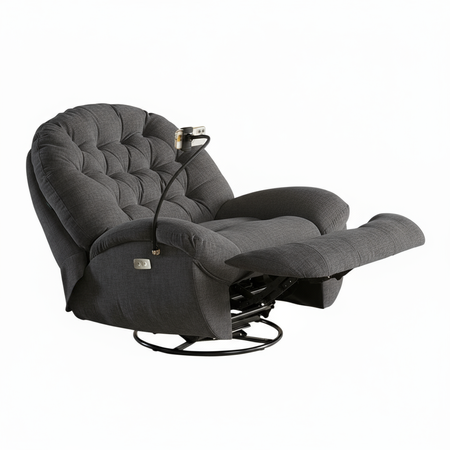 Zestaw wypoczynkowy fotel elektryczny Spacetronik Flax 04M szary + stolik regulowany