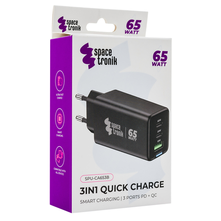 2-in-1 USB-C USB PD Quick 35W 3.6A Ladegerät schwarz