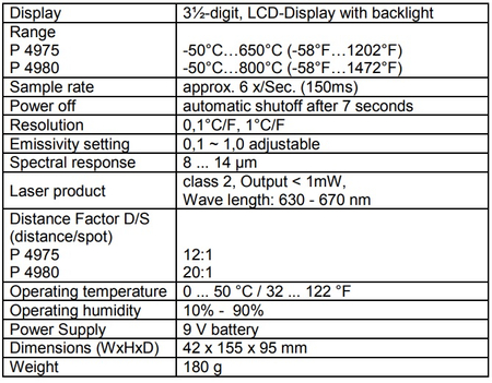 PeakTech 4980 Digitales Temperaturmessgerät mit IR - zdjęcie 2