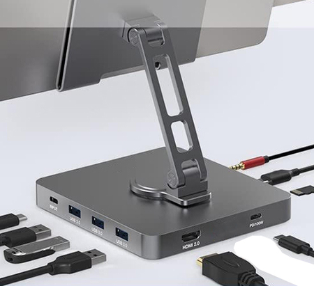 Podstawka pod telefon Multiport USB-C na HDMI + USB-C z PD + 3x USB + AUX + microSD + SD SPE-PB03