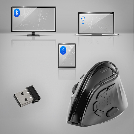 Bezprzewodowa pionowa myszka BT 2.4 RGB SP-RCA09