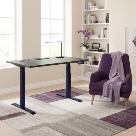 Biurko regulowane Vegard elektryczne dwusilnikowe MDF granatowo-zielone - zdjęcie 2