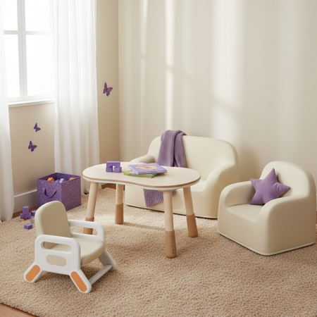 Zestaw mebli dziecięcych Spacetronik – stolik, sofa i foteliki waniliowy - zdjęcie 2