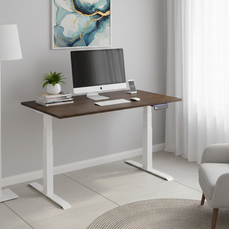 Biurko elektryczne Spacetronik SPE 232OW białe blat 158x80 Orzech Ambasador - zdjęcie 2