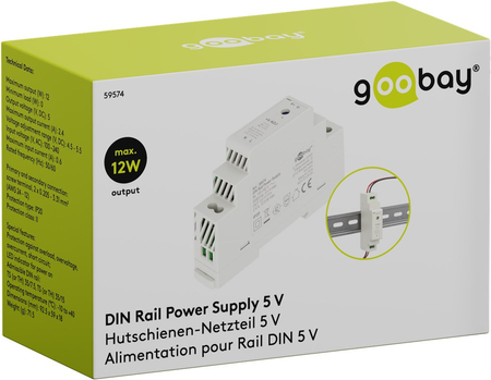 Zasilacz na szynę DIN Goobay 5V 2,4A 12W IP20 transformator 230V na 5V