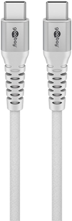 Kabel USB-C 2.0 480Mb/s Goobay w oplocie tekstylnym SuperSoft do 60W biały 0,5m