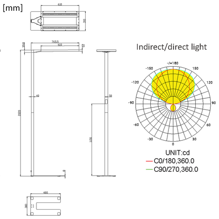 Lampa stojąca biurowa LED GLOW D24 13000 lm Czarna
