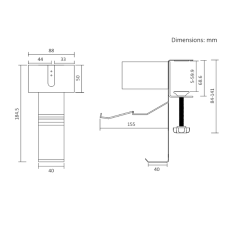 Boczny organizer do biurka na zacisk z uchwytem na kubek biały