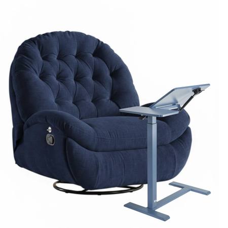 Zestaw wypoczynkowy fotel Spacetronik Flax 04M niebieski + stolik regulowany BUDDY