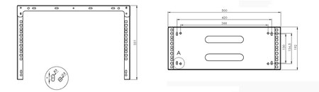Uchwyt Rack ścienny 19" 4U 330mm Czarny