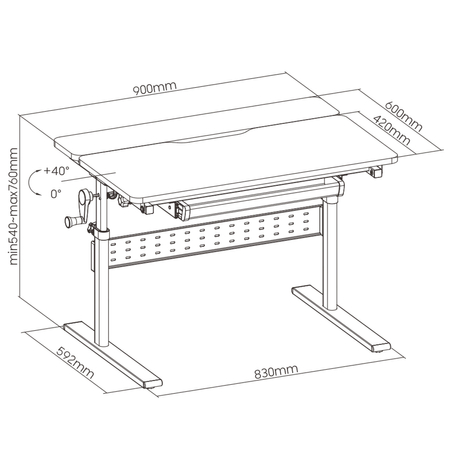 Biurko dziecięce regulowane XD SPE-X102WL 90x60 cm Outlet B-