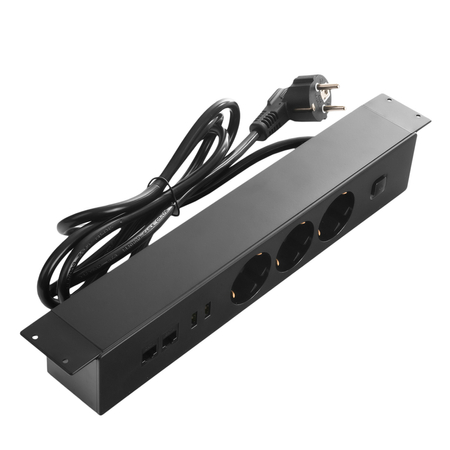 Listwa Zasilajaca Podblatowa Przedłużacz USB RJ45 CAT.6 Spacetronik SPSU38B_V2 - zdjęcie 2