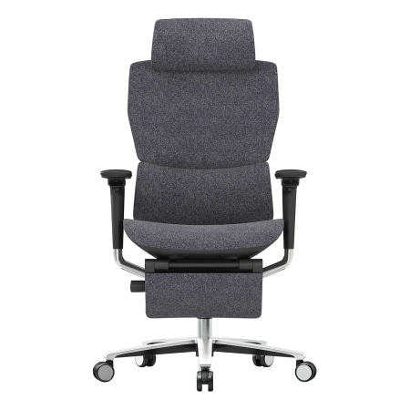 Fotel ergonomiczny biurowy 3D z podnóżkiem Spacetronik Torhild Szary OUTLET