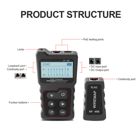 Profesjonalny tester PoE kabli sieciowych Noyafa NF-488