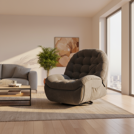 Zestaw wypoczynkowy fotel Spacetronik Flax 04M szary + stolik regulowany BUDDY