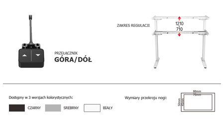 Stelaż do biurka regulowany elektrycznie Spacetronik SPE-114EB
