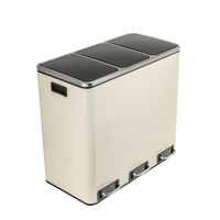 Kosz na śmieci metalowy trzykomorowy kremowy