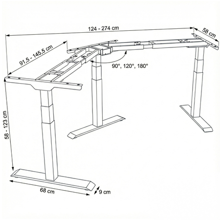 Elektryczny stelaż biurkowy 120° Spacetronik SPE-323TG