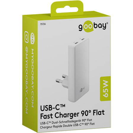Ładowarka pionowa Goobay 65W 2x USB-C PD biała
