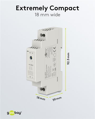 Zasilacz na szynę DIN Goobay 12V 1,25A 15W IP20 transformator 230V na 12V