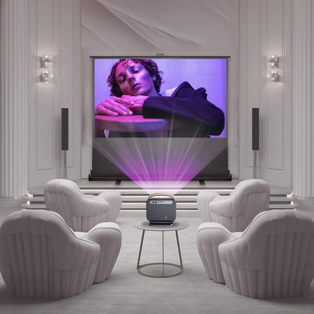 Ausrollbare Bodenprojektionswand 100" 4k 16:9