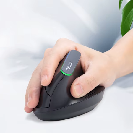 Kabellose vertikale Maus Delux M618C RGB schwarz
