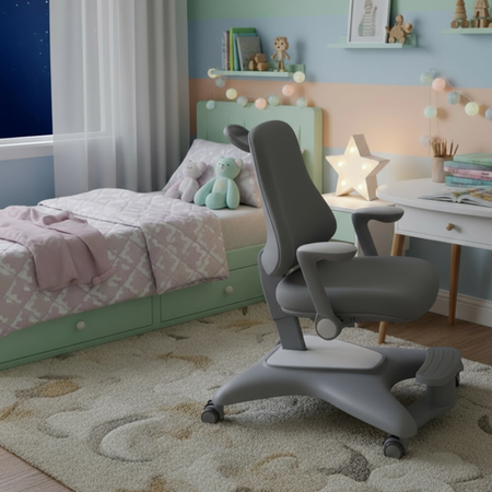 Zestaw dla dziecka regulowane biurko 112×60 z półką + ergonomiczne krzesło Spacetronik XD - zdjęcie 2