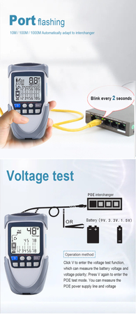 Wielofunkcyjny miernik tester kabli sieciowych LCD POE Spacetronik SP-LT03