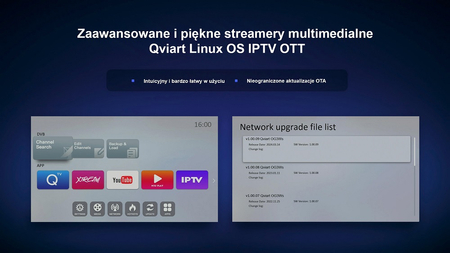 Tuner IPTV Qviart OG3Ws SAT DVB-S2 Linux OTT QTV Online TV Xtream M3U