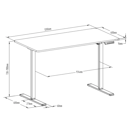 Regulowane biurko z elektryczną zmianą wysokości OUTLET Spacetronik Moris SPE-O121, 120x60, Czarny stelaż, Jasne drewno blat