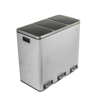 Kosz na śmieci metalowy 3x18L srebrny 54L