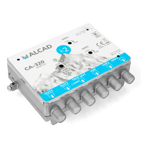 Wzmacniacz wielozakresowy Alcad K2 CA-320 2xUHF, BI/FM, BIII/DAB