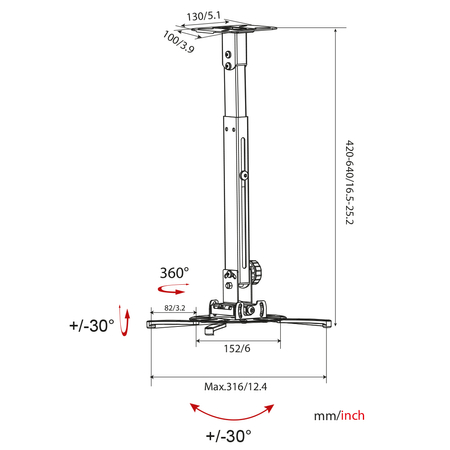 Universal projector ceiling mount bracket