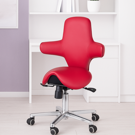 Ergonomiczny hoker regulowany SELLA czerwony - zdjęcie 2