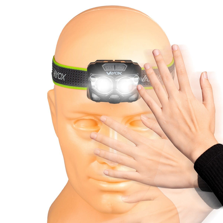 Latarka czołowa na baterie lub akumulator 500lm IP65 LED COB czujnik ruchu Vayox VA0078