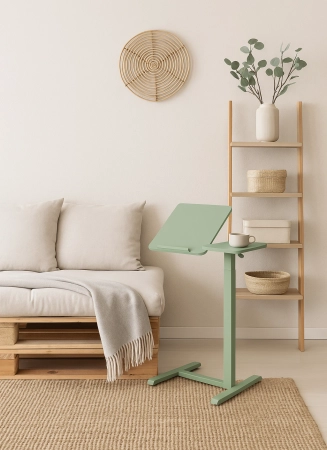 Zestaw wypoczynkowy fotel elektryczny Spacetronik Flax 04M zielony + stolik regulowany