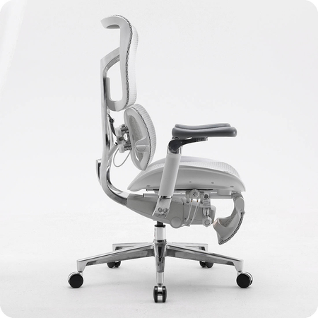 Rozkładany, szary fotel biurkowy do ergonomicznego biura Spacetronik SPRINGLE 66