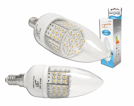 Żarówka E14/230V LTC 72LED CANDLE, światło ciepłe białe