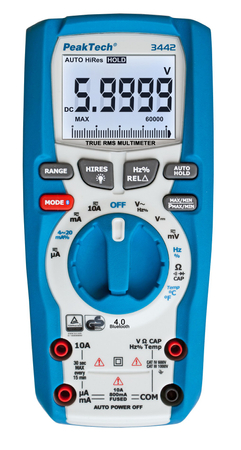 Multimetr cyfrowy z LCD, TRMS, Bluetooth rozdzielczości 60000 IP67 PeakTech 3442