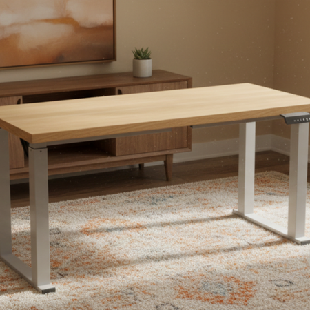 Zestaw do nowoczesnego biura: biurko elektryczne + fotel szary