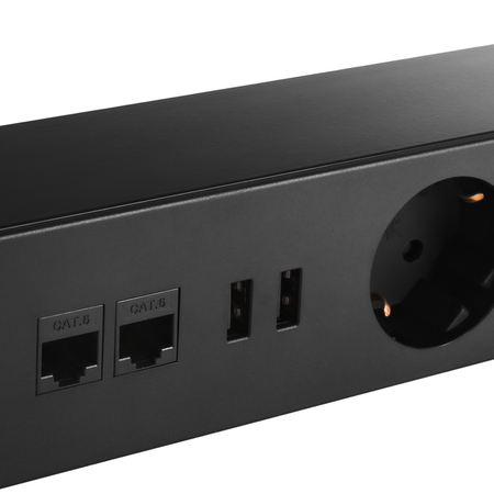 Listwa Zasilajaca Podblatowa Przedłużacz USB RJ45 CAT.6 Spacetronik SPSU38B_V2