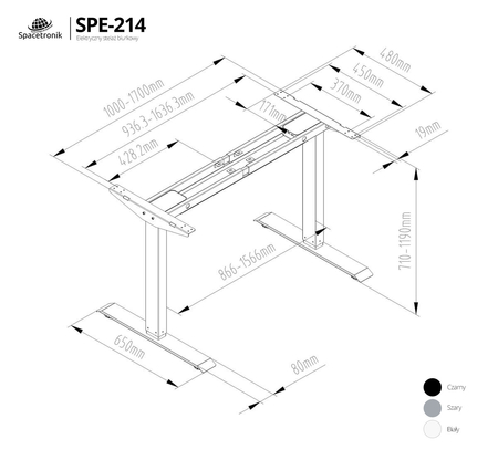 Elektryczny stelaż biurkowy Spacetronik SPE-214B