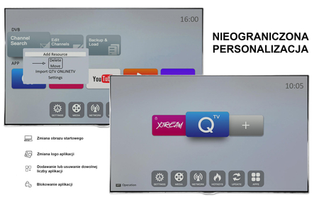 Tuner IPTV Qviart OG3Ws SAT DVB-S2 Linux OTT QTV Online TV Xtream M3U