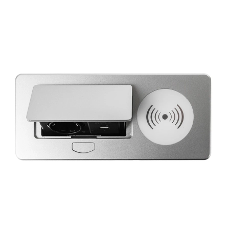 OUTLET Wpuszczane gniazdo meblowe Spacetronik SPS-D14S V2 z ładowarką indukcyjną - zdjęcie 2