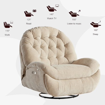 Zestaw wypoczynkowy fotel elektryczny Spacetronik Flax 04M beżowy + stolik regulowany