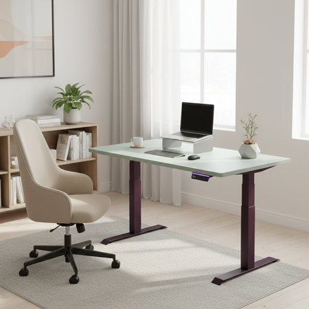 Biurko regulowane Vegard elektryczne dwusilnikowe MDF fioletowo-zielone - zdjęcie 2